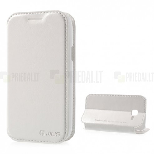 Samsung Galaxy Trend II S7570 atverčiamas baltas odinis dėklas - knygutė
