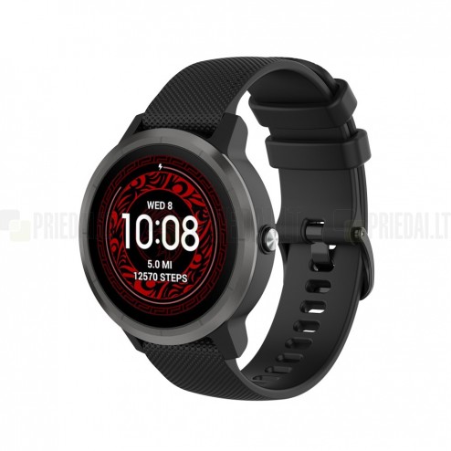 Išmaniojo laikrodžio (Samsung Galaxy Watch 4 / 5, Garmin) kieto silikono (TPU) juoda apyrankė