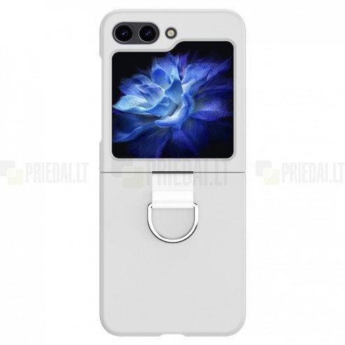 Samsung Galaxy Flip6 5G (SM-F741B) „Ring“ plastikinis baltas dėklas - nugarėlė