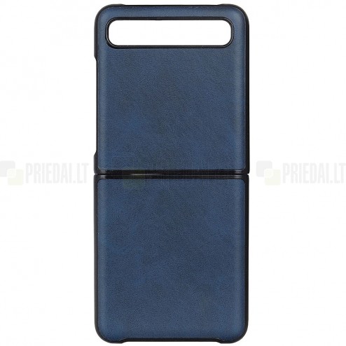 Samsung Galaxy Z Flip (F700) Slim Leather mėlynas odinis dėklas - nugarėlė