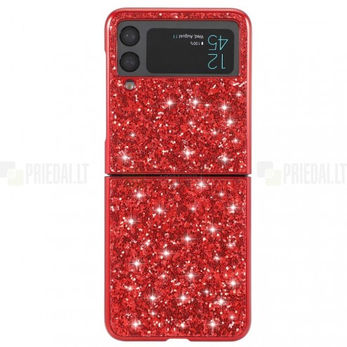 Samsung Galaxy Z Flip3 (F711) Shine Glittery raudonas plastikinis dėklas - nugarėlė
