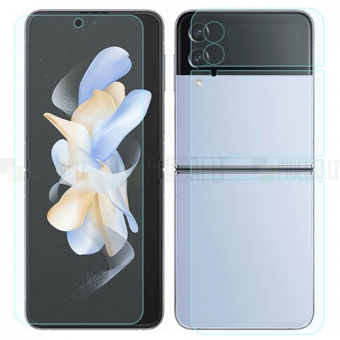 Samsung Galaxy Z Flip4 (F721) apsauginė skaidri (pilnai dengianti) ekrano ir nugarėlės plėvelė