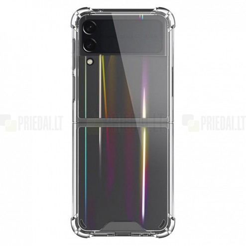Samsung Galaxy Z Flip4 (F721) sustiprintos apsaugos kieto silikono TPU skaidrus dėklas - nugarėlė
