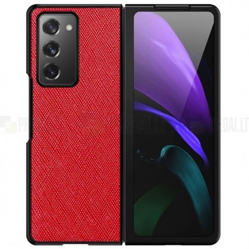 Samsung Galaxy Z Fold2 5G (F916B) Foldable Leather raudonas odinis dėklas - nugarėlė