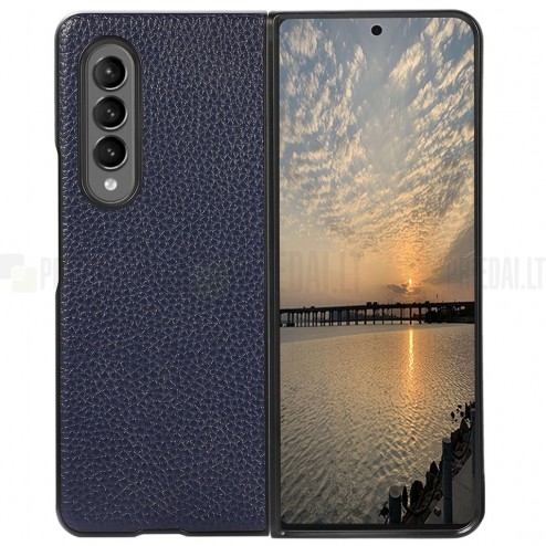 Samsung Galaxy Z Fold3 5G (F926B) Deluxe Leather mėlynas odinis dėklas - nugarėlė