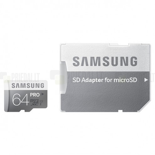 „Samsung“ Pro MicroSD atminties kortelė 64 Gb, 10 Klasė su SD adapteriu