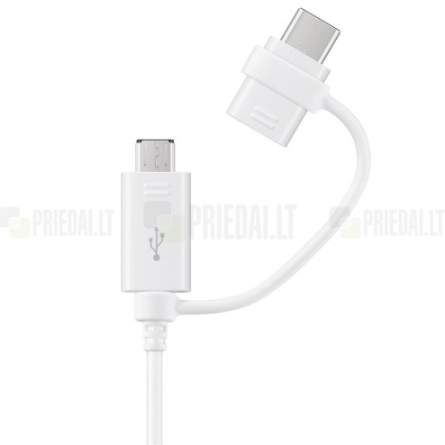 „Samsung“ Combo micro USB + Type-C baltas laidas 1 m. (originalus) (EP-DG930)