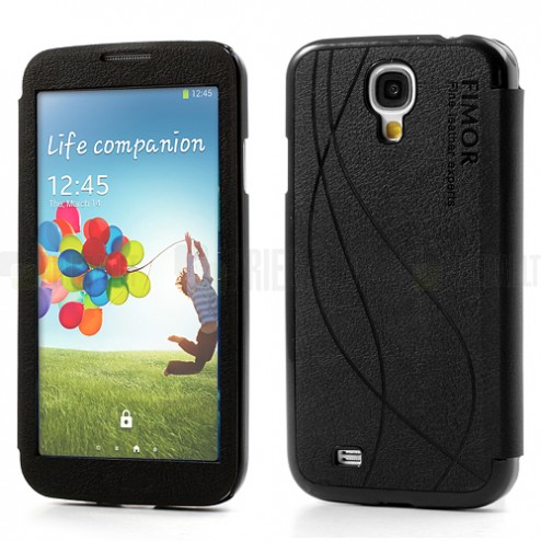 „Fimor“ atverčiamas juodas Samsung Galaxy S4 dėklas - dangtelis
