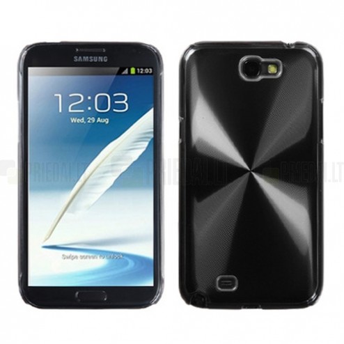 Samsung Galaxy Note 2 N7100 juodas cd stiliaus metalo ir plastiko dėklas (dėkliukas)
