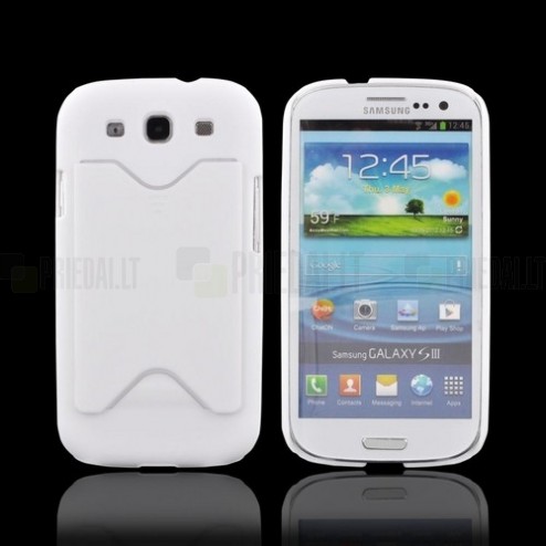 Plastikinis Samsung Galaxy S3 i9300 dėklas (dėkliukas, nugarėlė) su nugarėlėje integruotu kortelės laikikliu