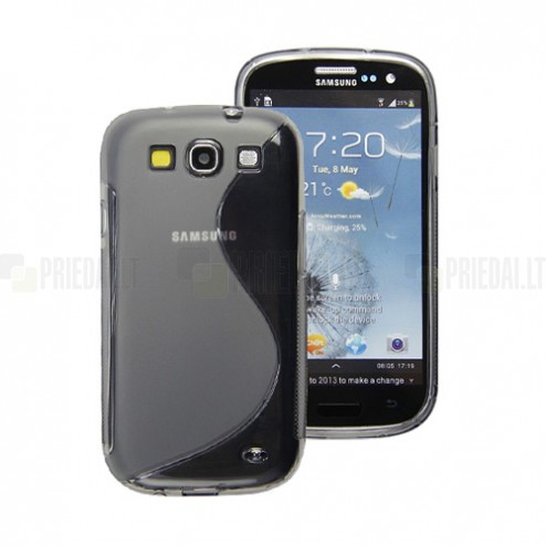 Tamsintas, skaidrus silikoninis Samsung Galaxy S3 i9300 dėklas (dėkliukas)
