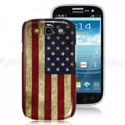Samsung Galaxy S3 i9300 plastikinis dėklas (dėkliukas, nugarėlė) - JAV vėliava
