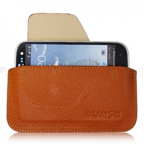Rudos spalvos odinė Samsung Galaxy S3 įmautė - dėklas