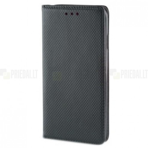 Huawei Honor 20 Lite „Shell“ solidus atverčiamas juodas odinis dėklas - knygutė