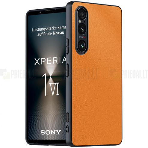 „Mofan“ Texture Sony Xperia 1 VI oranžinis odinis dėklas