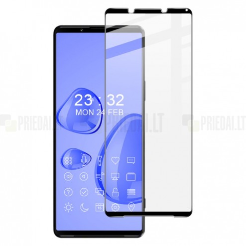 Sony Xperia 1 III „Imak“ Tempered Glass sustiprintos apsaugos juodas pilnai dengiantis apsauginis ekrano stiklas 0,2 mm