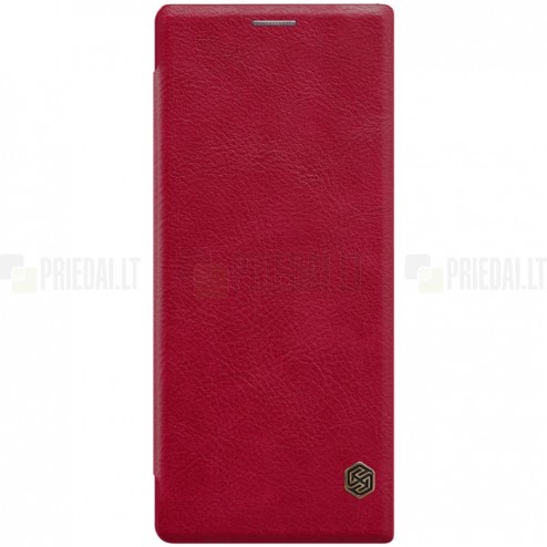Prabangus „Nillkin“ Qin serijos raudonas odinis atverčiamas Sony Xperia 1 (XZ4) dėklas