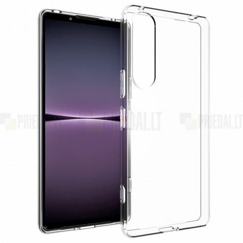 Sony Xperia 1 V kieto silikono TPU skaidrus dėklas - nugarėlė