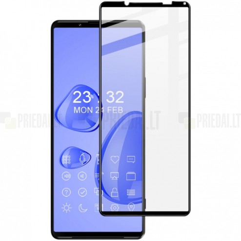 Sony Xperia 10 IV „Imak“ 9H Tempered Glass sustiprintos apsaugos juodas pilnai dengiantis apsauginis ekrano stiklas 0,2 mm
