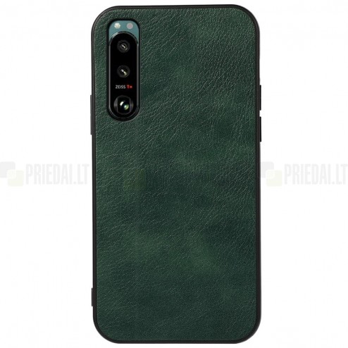 „Deluxe Leather“ Sony Xperia 5 III žalias odinis dėklas