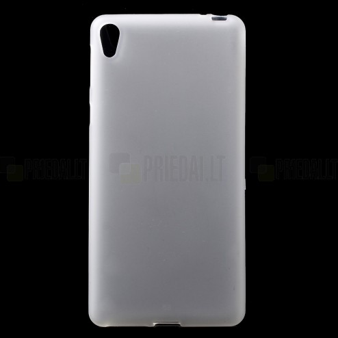 Sony Xperia E5 (Sony Xperia E5 Dual) kieto silikono TPU skaidrus, baltas dėklas - nugarėlė