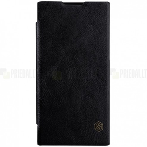 Prabangus „Nillkin“ Qin serijos juodas odinis atverčiamas Sony Xperia L1 (G3311, G3312, G3313) dėklas
