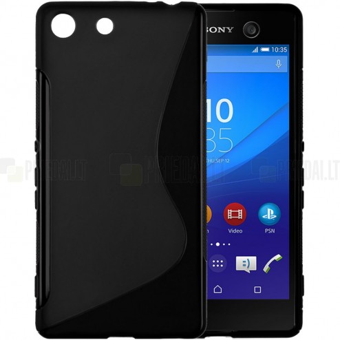 Sony Xperia M5 kieto silikono TPU juodas dėklas - nugarėlė