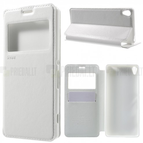 Roar Noble atverčiamas Sony Xperia XA baltas odinis dėklas
