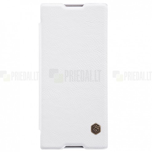 Prabangus „Nillkin“ Qin serijos baltas odinis atverčiamas Sony Xperia XA1 (G3121, G3123, G3125, G3112, G3116) dėklas - knygutė