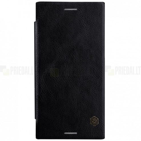 Prabangus „Nillkin“ Qin serijos juodas odinis atverčiamas Sony Xperia XZ Premium (Xperia XZ Premium Dual) dėklas - knygutė