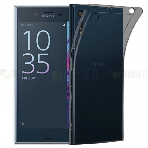 Sony Xperia XZ (Xperia XZs) skaidrus (permatomas) silikoninis TPU ploniausias pasaulyje pilkas dėklas