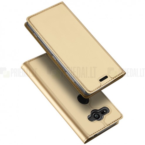 „Dux Ducis“ Skin serijos Sony Xperia XZ2 Compact auksinis odinis atverčiamas dėklas