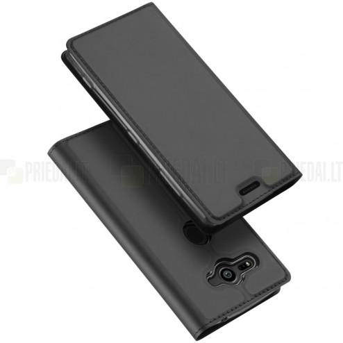 „Dux Ducis“ Skin serijos Sony Xperia XZ2 Compact juodas odinis atverčiamas dėklas