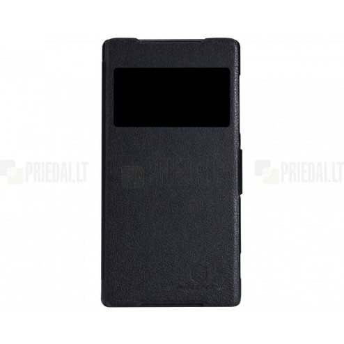 Sony Xperia Z2 juodas odinis atverčiamas Nillkin Fresh dėklas