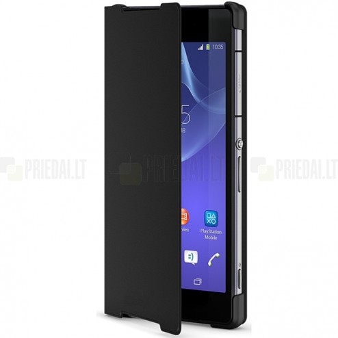 Sony Xperia Z2  juodas atverčiamas dėklas - knygutė
