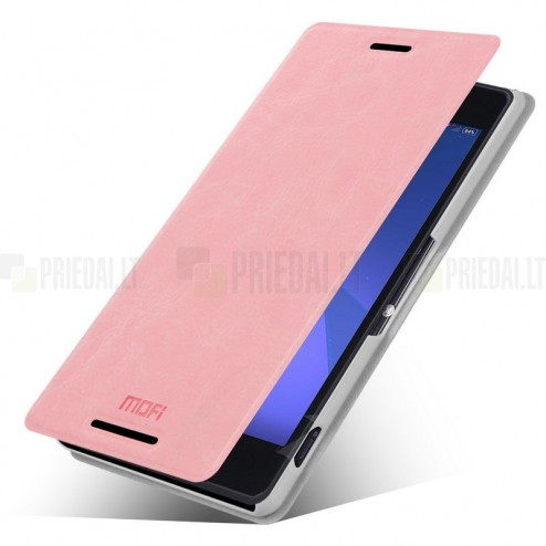 „Mofi“ Rui serijos Sony Xperia Z3 rožinis odinis atverčiamas dėklas