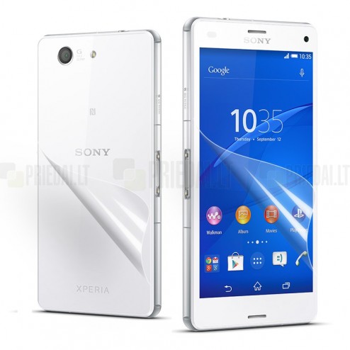 Sony Xperia Z3 Compact apsauginė skaidri ekrano plėvelė ir nugarėlės plėvelė
