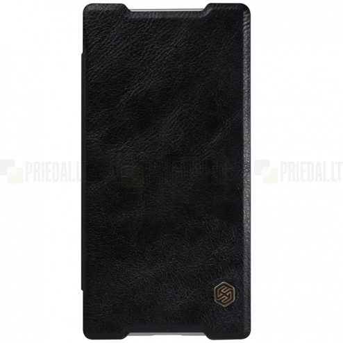 Prabangus „Nillkin“ Qin serijos juodas odinis atverčiamas Sony Xperia Z5 dėklas