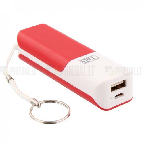 „T'nB“ atsarginė išorinė lyčio jonų baterija (akumuliatorius, 2600 mAh), angl. Power bank - raudona