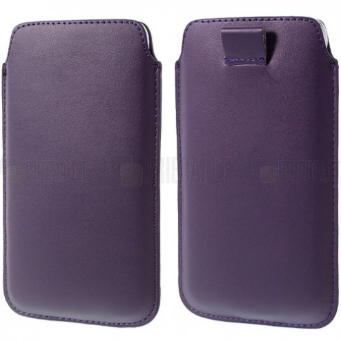 Universali tamsiai violetinė odinė įmautė - dėklas (L+ dydis)
