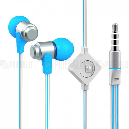 „Wallytech“ mėlynos įkišamos į ausis ausinės (baltos)