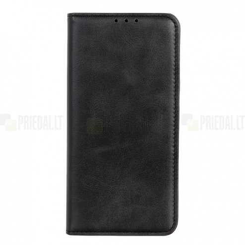 Xiaomi 13T (13T Pro) „Split“ juodas odinis atverčiamas dėklas - knygutė