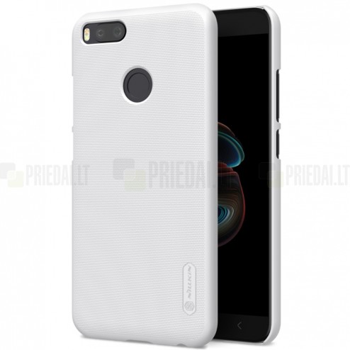 Nillkin Frosted Shield Xiaomi Mi A1 ir Mi 5X baltas plastikinis dėklas + apsauginė ekrano plėvelė