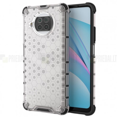 Honeycomb sustiprintos apsaugos Xiaomi Mi 10T Lite 5G skaidrus kieto silikono (TPU) ir plastiko dėklas 
