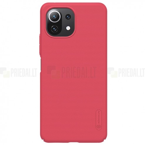 Xiaomi Mi 11 Lite Nillkin Frosted Shield raudonas plastikinis dėklas