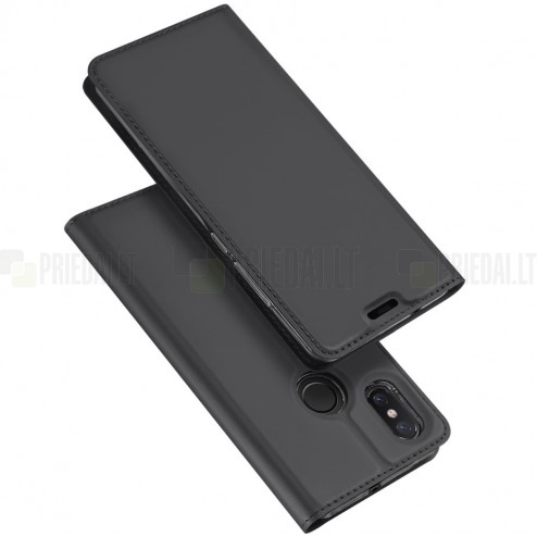 „Dux Ducis“ Skin serijos Xiaomi Mi 8 juodas odinis atverčiamas dėklas