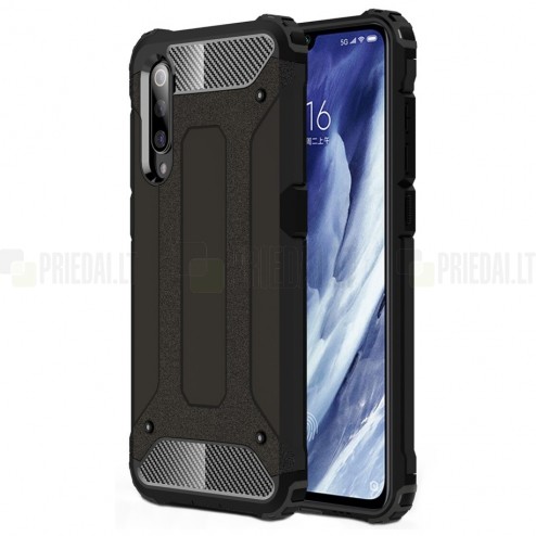 Sustiprintos apsaugos Xiaomi Mi 9 Pro juodas kieto silikono (TPU) ir plastiko dėklas 