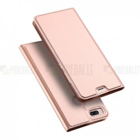 „Dux Ducis“ Skin serijos Xiaomi Mi A1 (Mi 5X) rožinis odinis atverčiamas dėklas