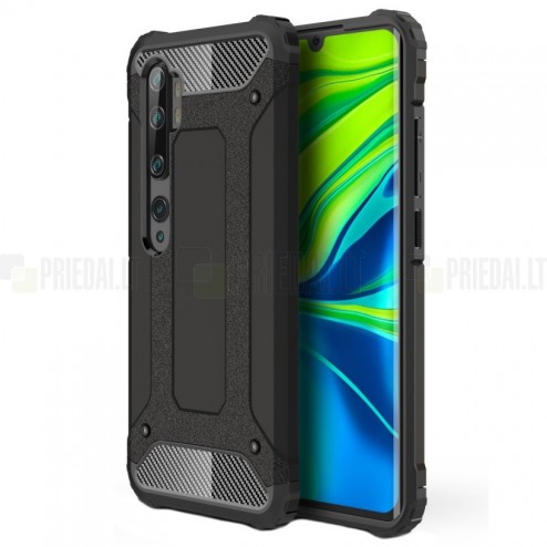 Sustiprintos apsaugos Xiaomi Mi Note 10 Lite juodas kieto silikono (TPU) ir plastiko dėklas 