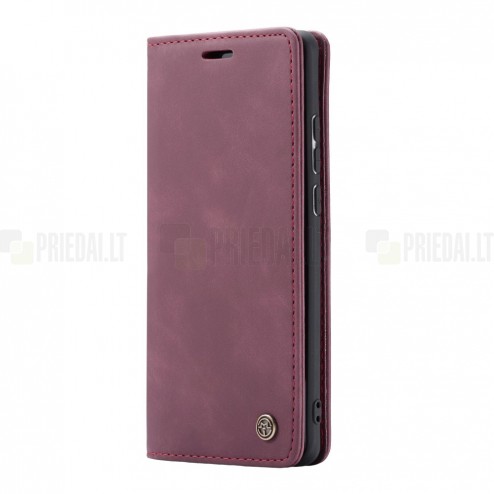 Xiaomi Poco F2 Pro CaseMe Retro solidus atverčiamas bordo odinis dėklas - knygutė